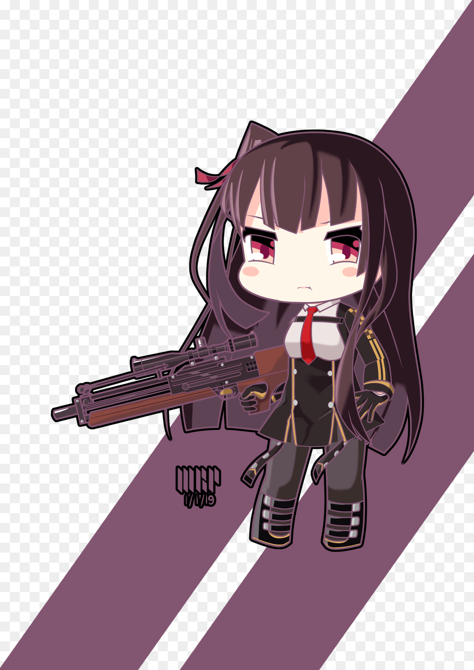 Girls Frontline Chibi, Book, Rifle, Publication, Weapon Free Png Download