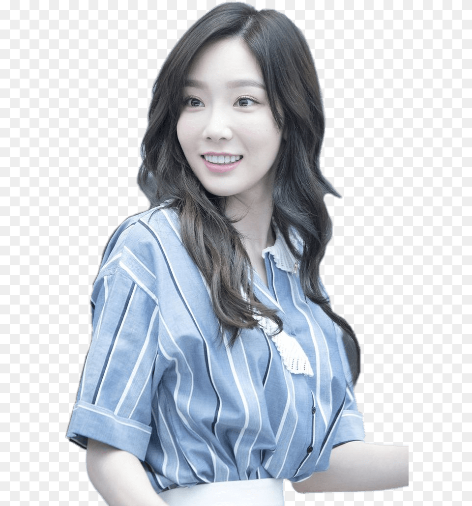 Girls Generation Taeyeon Blue Striped Shirt Girls Generation Taeyeon Transparent, Adult, Smile, Portrait, Photography Png Image