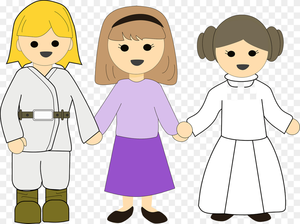 Girls In Costumes Holding Hands Clipart, Book, Comics, Publication, Baby Png