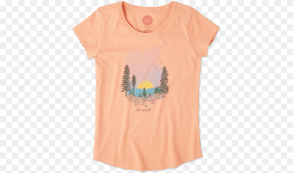 Girls Landscape Watercolor Smiling Smooth Tee T Shirt, Clothing, T-shirt Png