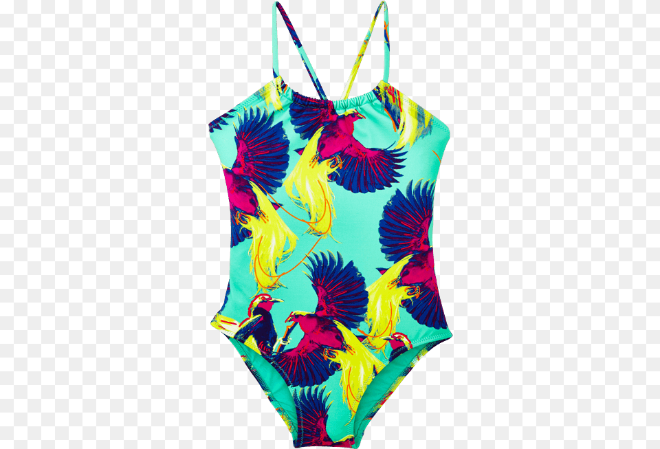 Girls One Piece Swimsuit Birds Of Paradise Swimsuit Bottom, Clothing, Swimwear, Bikini, Animal Free Transparent Png