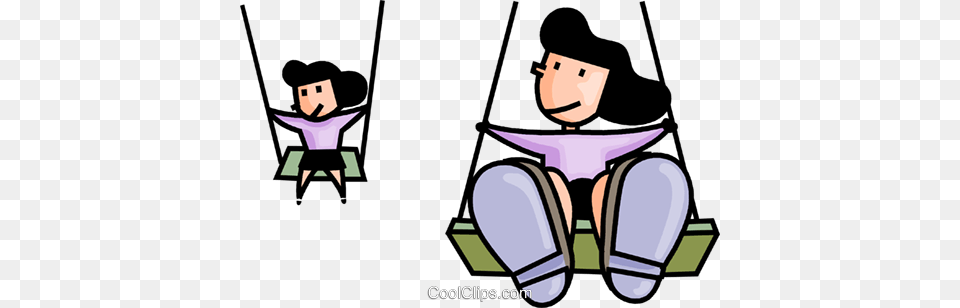 Girls Playing On Swings Royalty Vector Clip Art Illustration, Swing, Toy, Person, Face Free Png Download