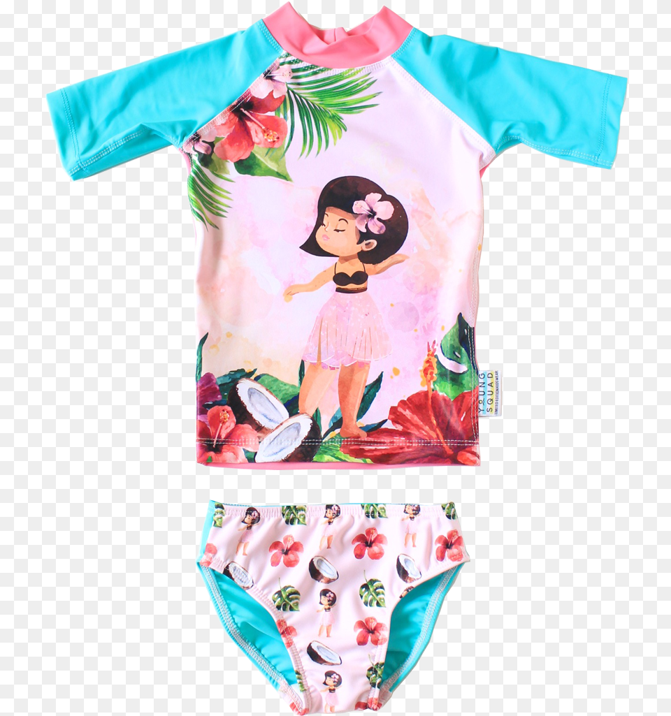 Girls Rash Vest And Pants Hula Girl Girl, Child, Female, Person, Face Free Transparent Png