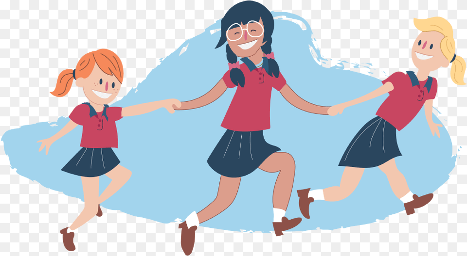 Girls Skipping And Holding Hands Skipping Children Holding Hands, Baby, Dancing, Leisure Activities, Person Free Png Download