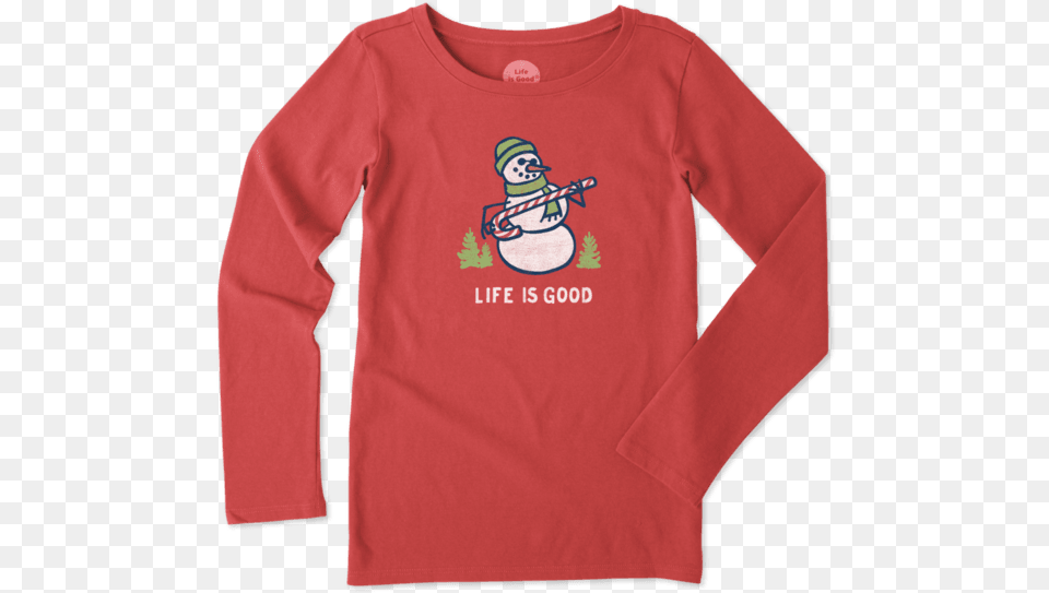 Girls Snowman Candy Cane Long Sleeve Crusher Tee Cartoon, Clothing, Long Sleeve, T-shirt, Baby Png Image