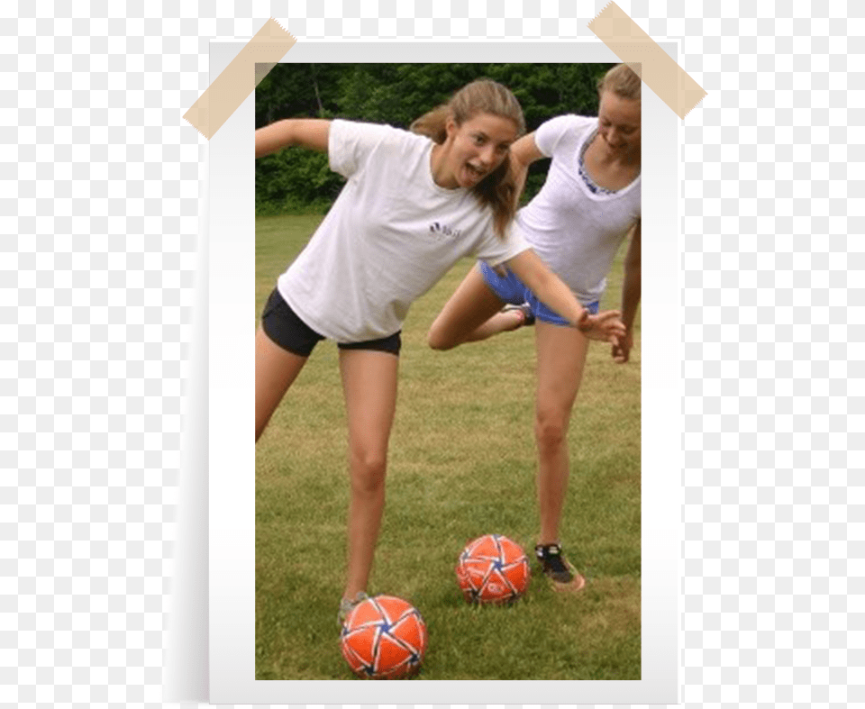 Girls Soccer Fun Landsports Camp Akomak Ontario Kick Up A Soccer Ball, Plant, Grass, Football, Soccer Ball Png Image