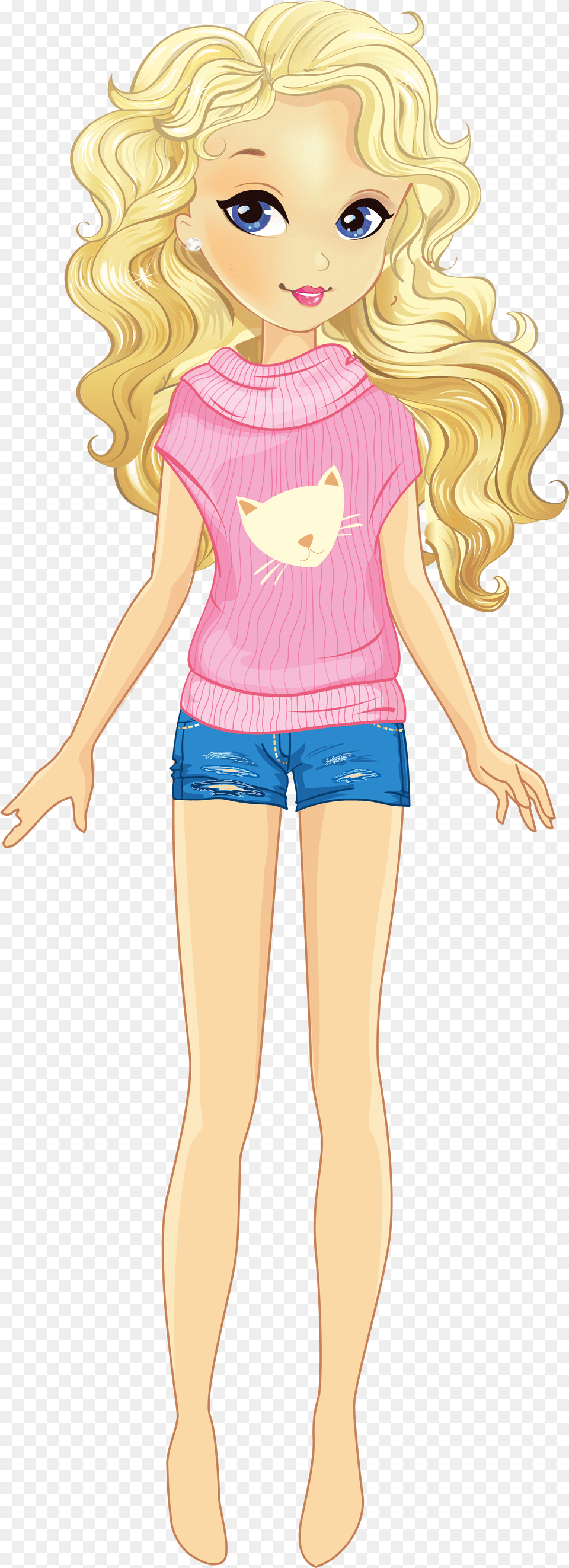 Girls Transparent Illustration Picture Transparent Background Blonde Hair Clipart, Child, Person, Girl, Female Png