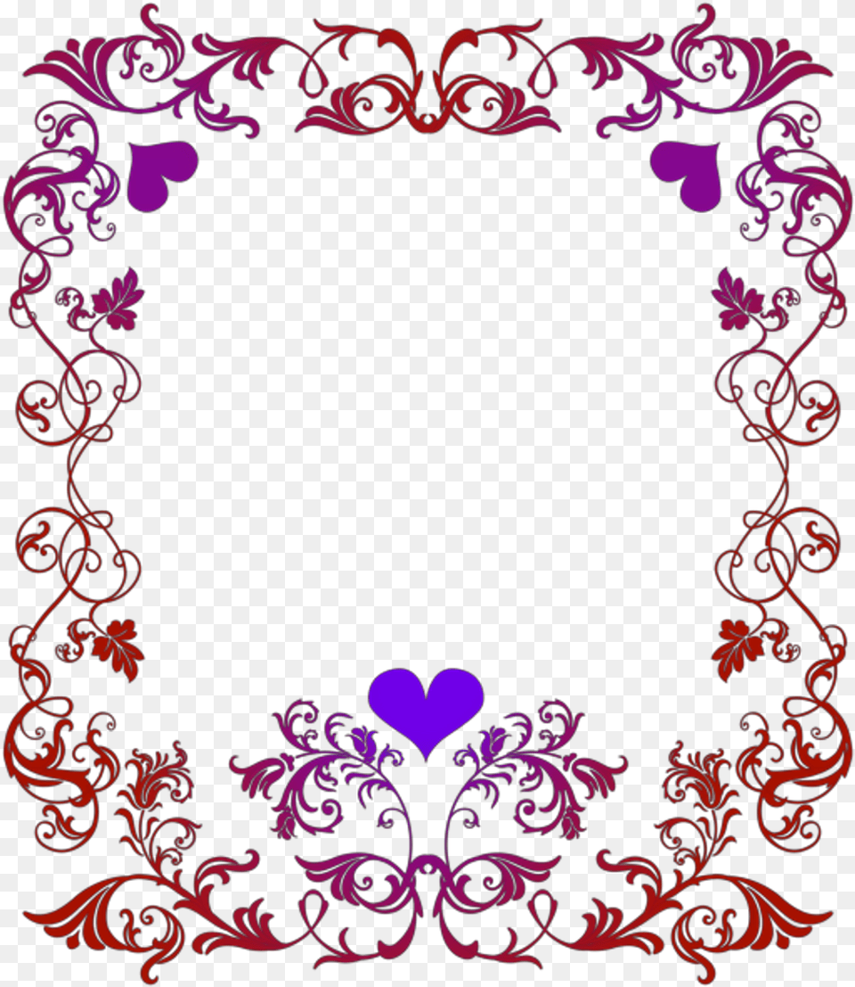 Girly Border File Valentines Day Border Clip Art, Floral Design, Graphics, Pattern, Purple Png Image