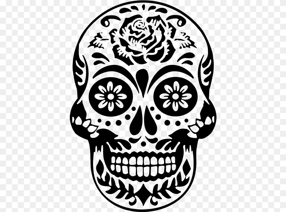 Girly Skull Day Of The Dead Rose, Gray Free Png Download