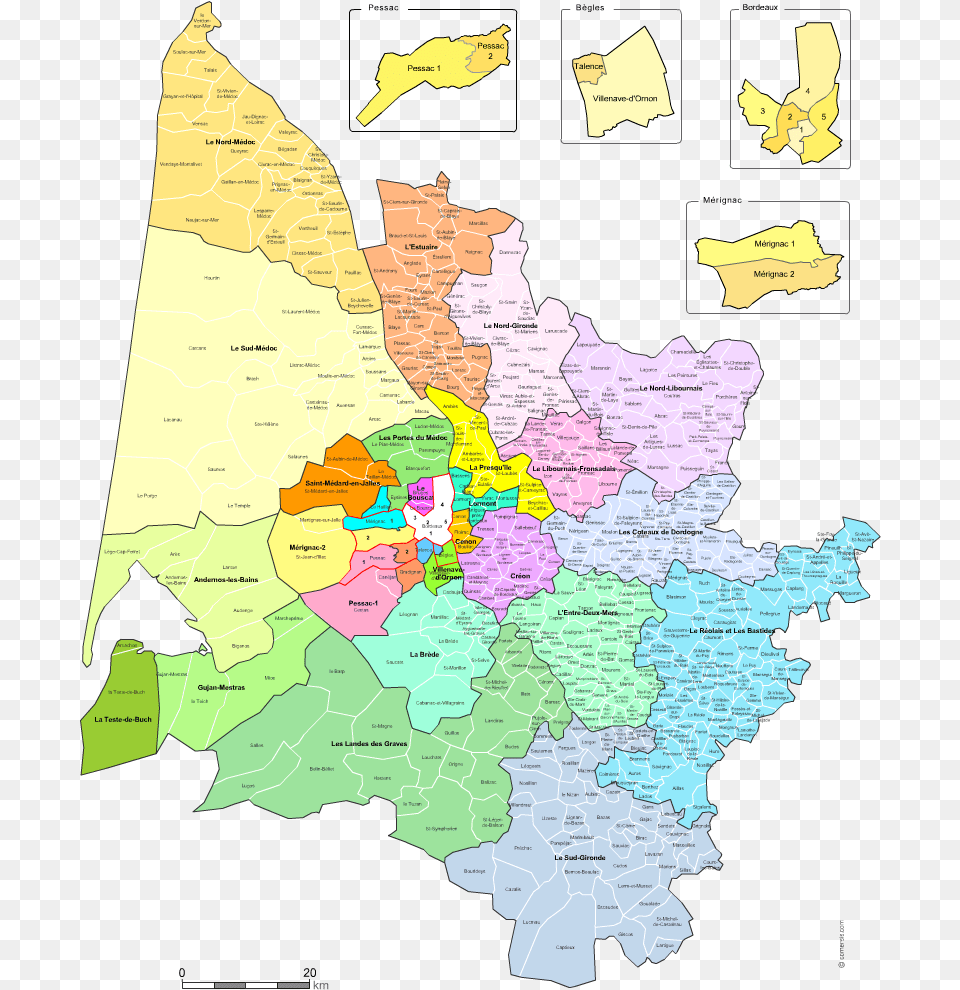 Gironde Counties Map With Names For Word And Excel, Chart, Plot, Atlas, Diagram Png