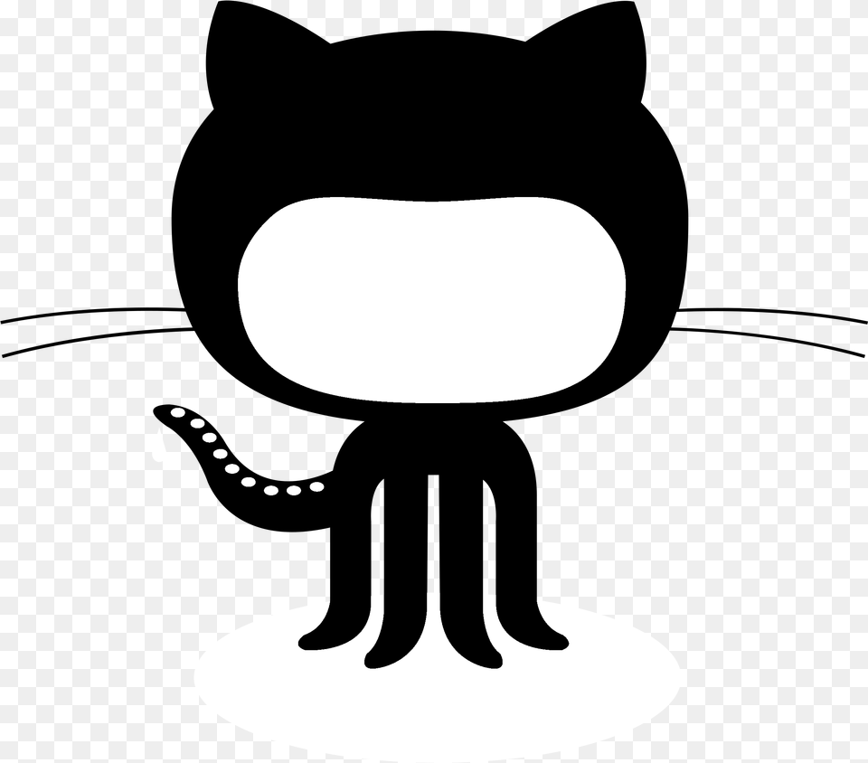 Github Octocat Logo Black And White Octocat Github, Stencil, Cutlery, Fork, Silhouette Free Transparent Png