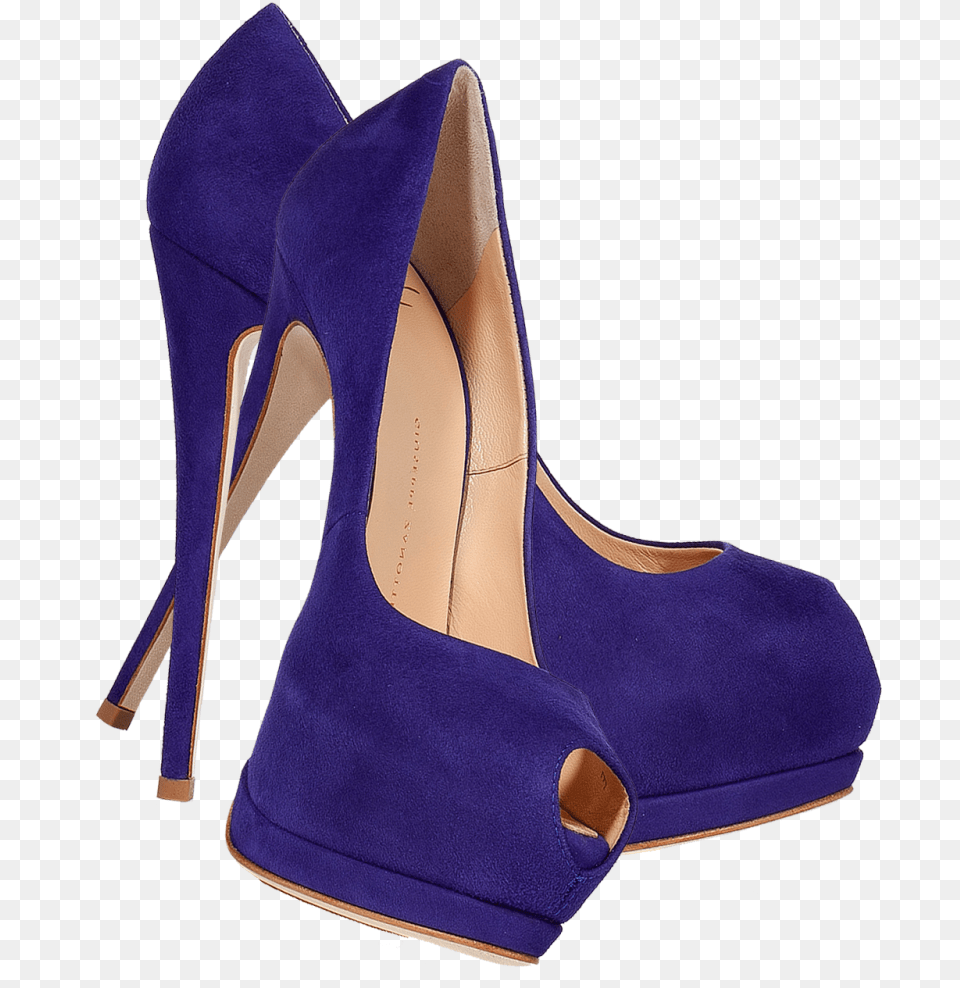 Giuseppe Zanotti Sapphire Blue Suede Platform Peep Basic Pump, Clothing, Footwear, High Heel, Shoe Png