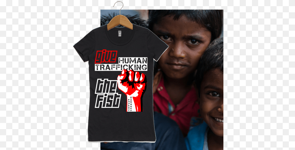 Give Human Trafficking The Fist Tees Black Lights From The East I Am Maluku, T-shirt, Clothing, Person, Girl Free Png