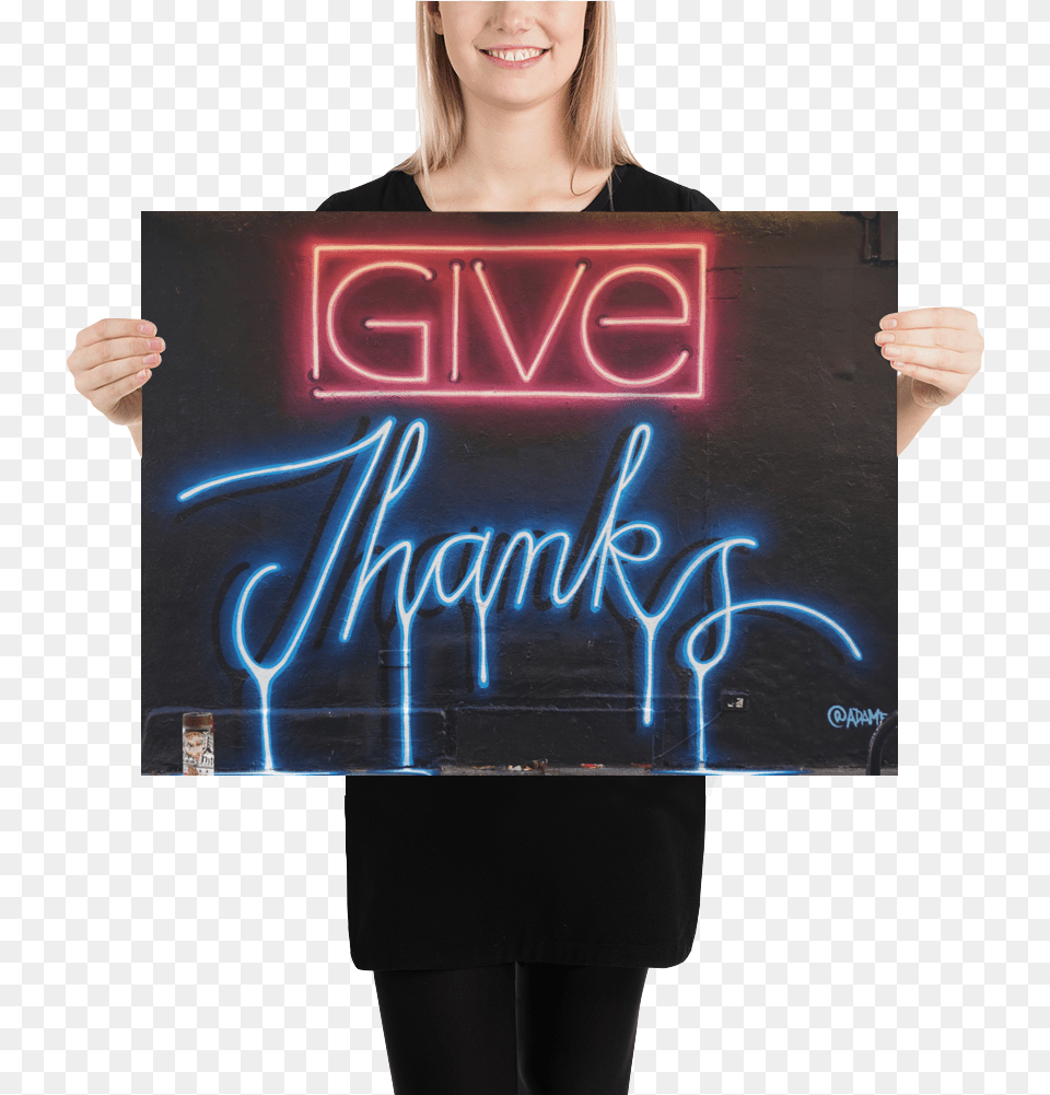 Give Thanks Poster Adam Fujita Nyc, Adult, Female, Light, Person Free Png