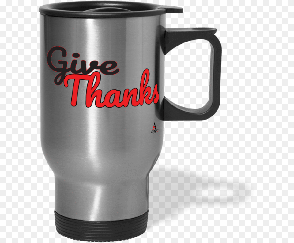 Give Thanks Travel Mugtravel Muggfa Storeclass Mug, Cup, Glass, Steel, Beverage Free Transparent Png