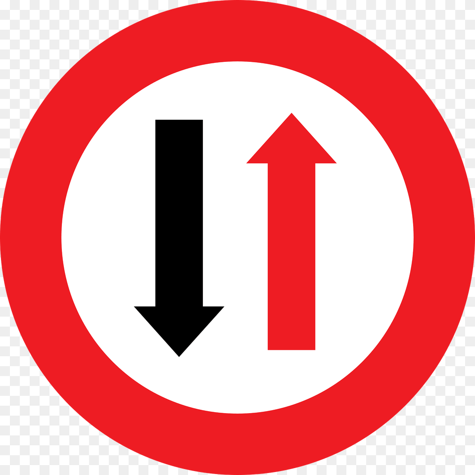 Give Way To Oncoming Traffic Sign In Austria Clipart, Symbol, Road Sign Png