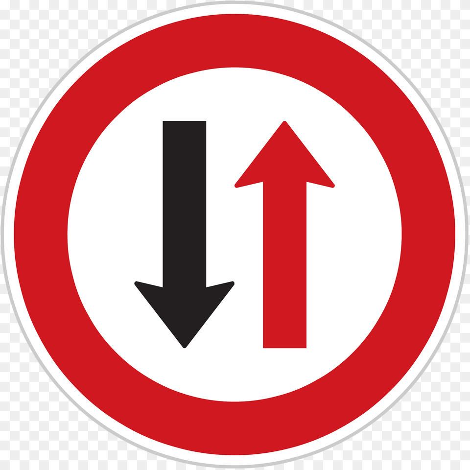 Give Way To Oncoming Traffic Sign In Czech Republic Clipart, Symbol, Road Sign Free Transparent Png