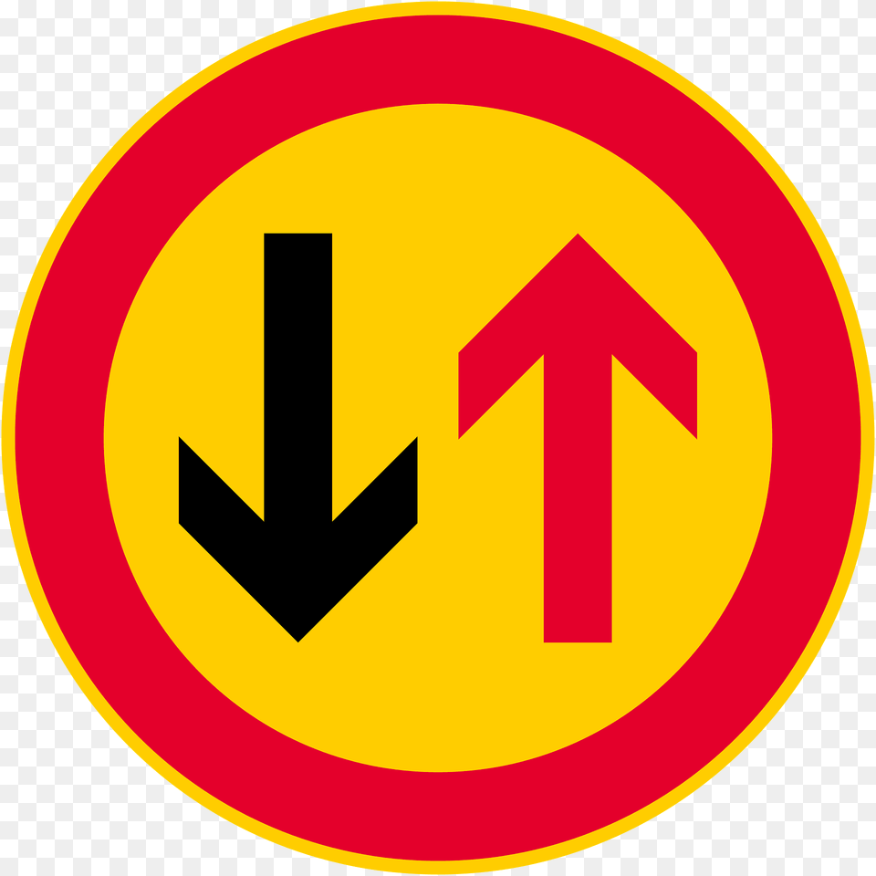 Give Way To Oncoming Traffic Sign In Finland Clipart, Symbol, Road Sign Free Png Download