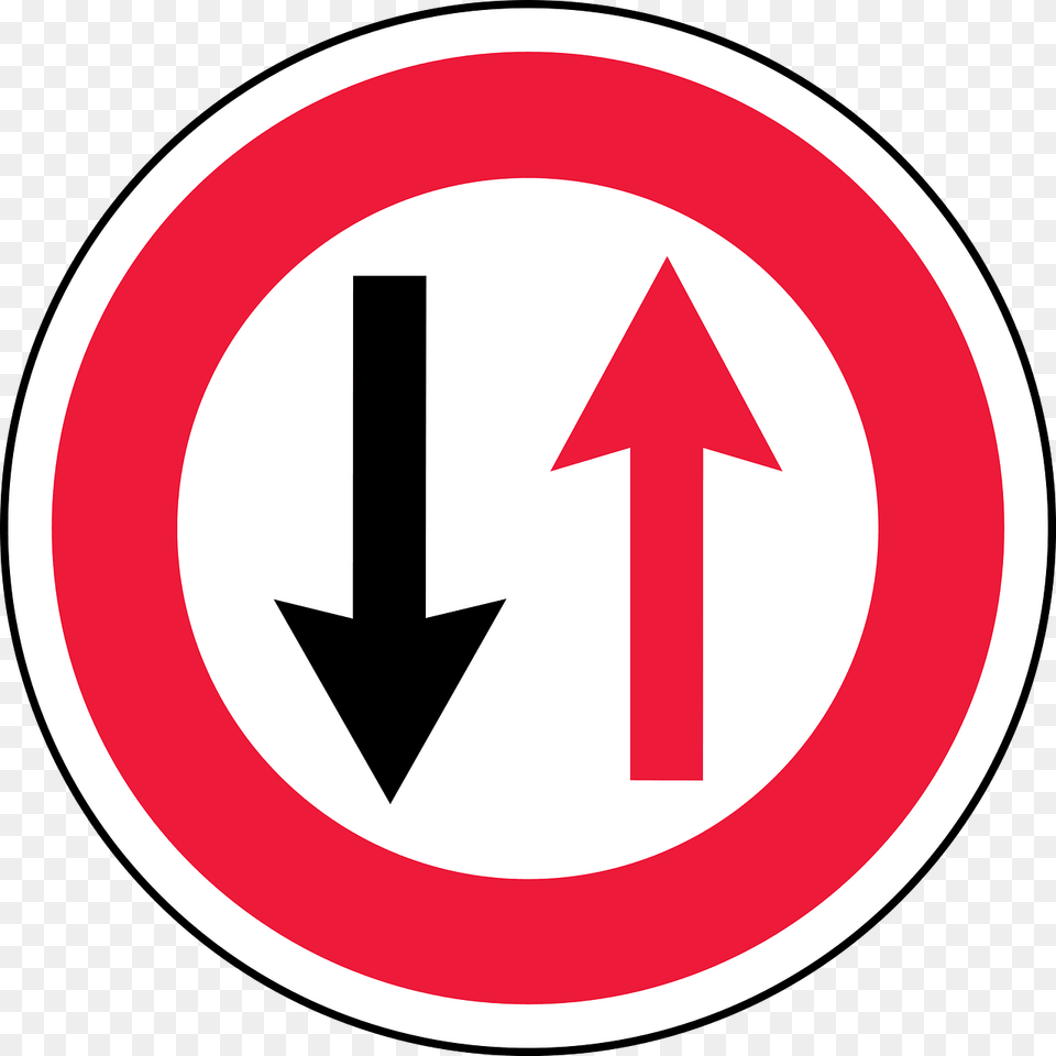 Give Way To Oncoming Traffic Sign In Latvia Clipart, Symbol, Road Sign Free Transparent Png