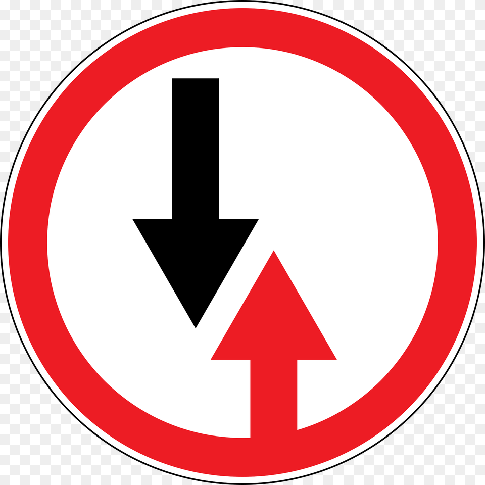 Give Way To Oncoming Traffic Sign In Moldova Clipart, Symbol, Road Sign Free Png Download