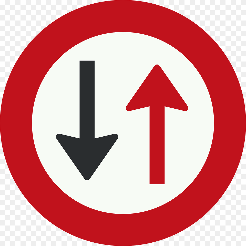 Give Way To Oncoming Traffic Sign In Netherlands Clipart, Road Sign, Symbol Png Image