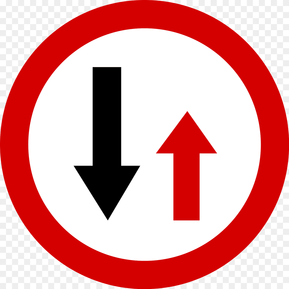 Give Way To Oncoming Traffic Sign In Poland Clipart, Symbol, Road Sign Png