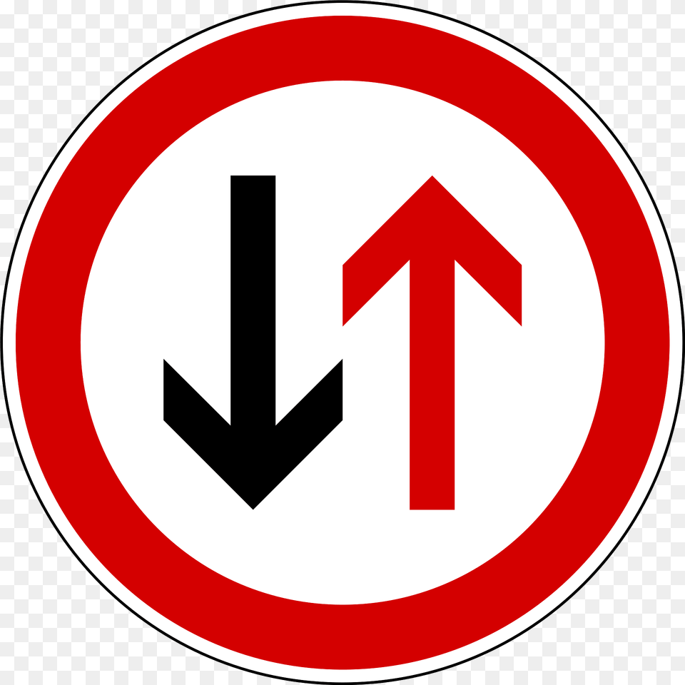 Give Way To Oncoming Traffic Sign In Slovenia Clipart, Symbol, Road Sign Png Image