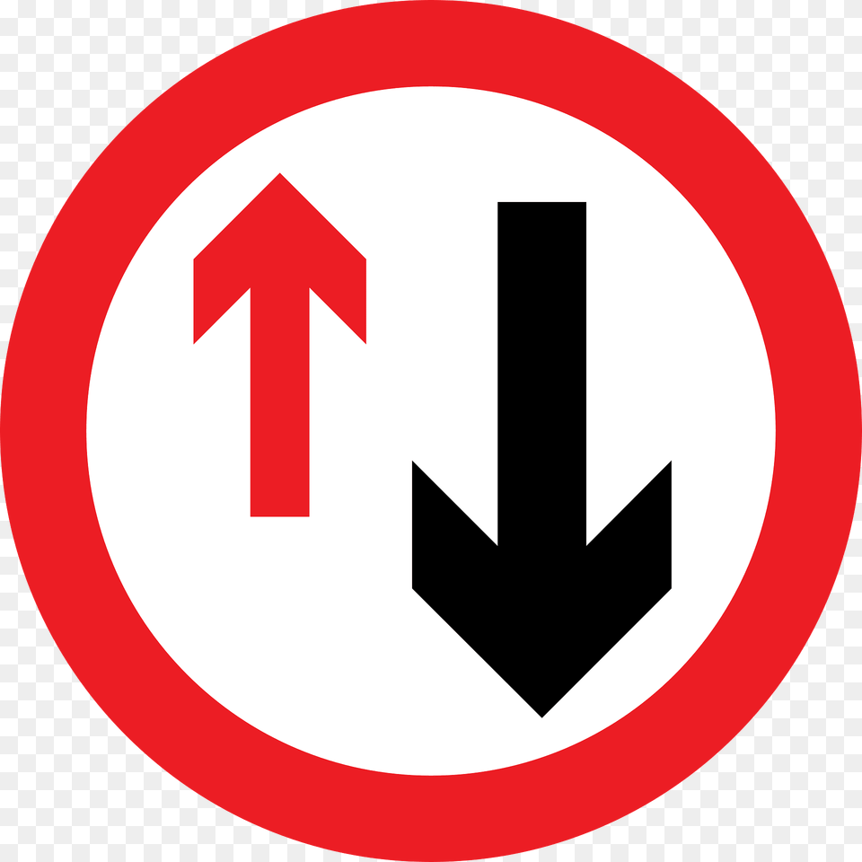 Give Way To Oncoming Traffic Sign In Uk Clipart, Symbol, Road Sign, Electronics, Hardware Free Png Download