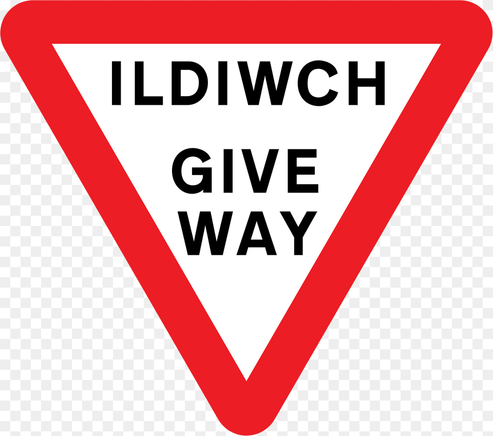 Give Way To Traffic On The Major Road English And Welsh Language Clipart, Sign, Symbol, Road Sign, Dynamite Free Transparent Png