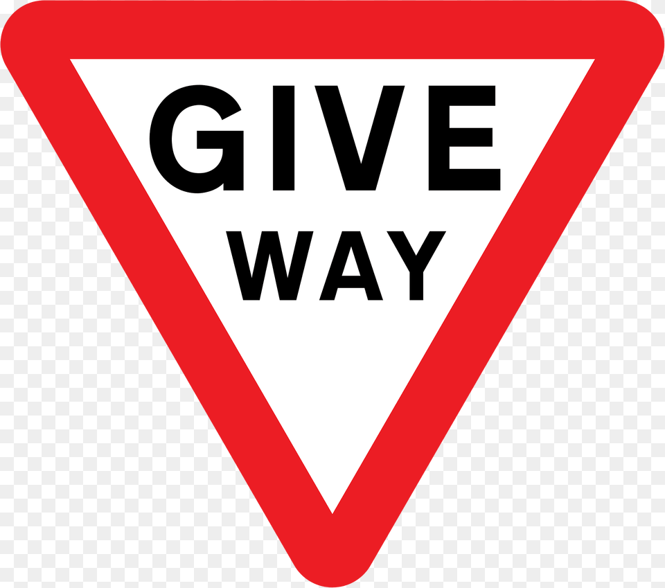 Give Way To Traffic On The Major Road English Language Only Clipart, Sign, Symbol, Road Sign, Dynamite Free Transparent Png