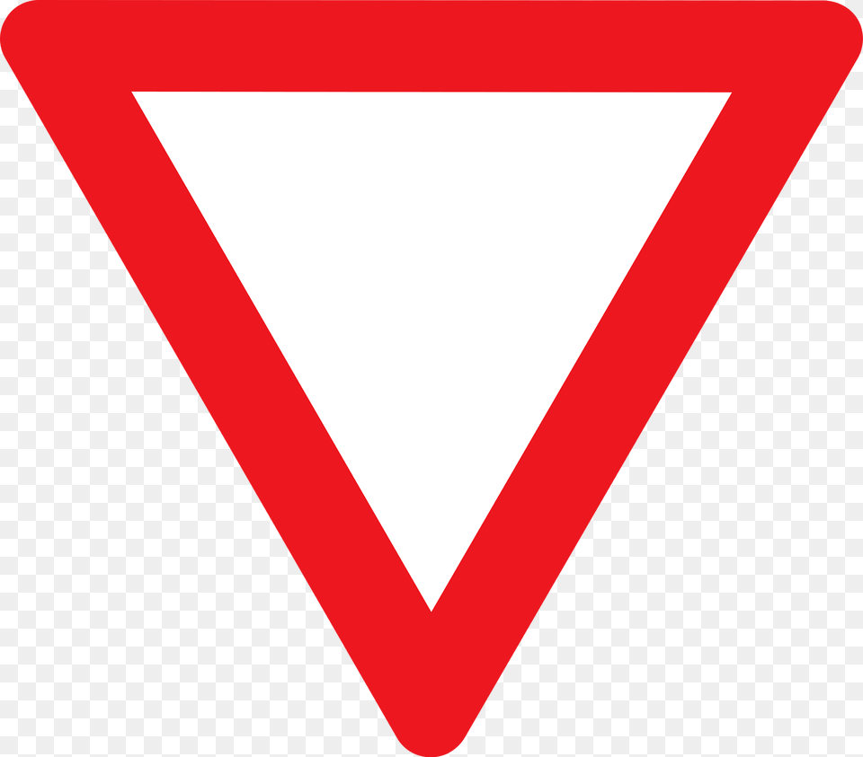 Give Way Yield Sign In Denmark Clipart, Symbol, Triangle, Road Sign, Dynamite Free Png Download