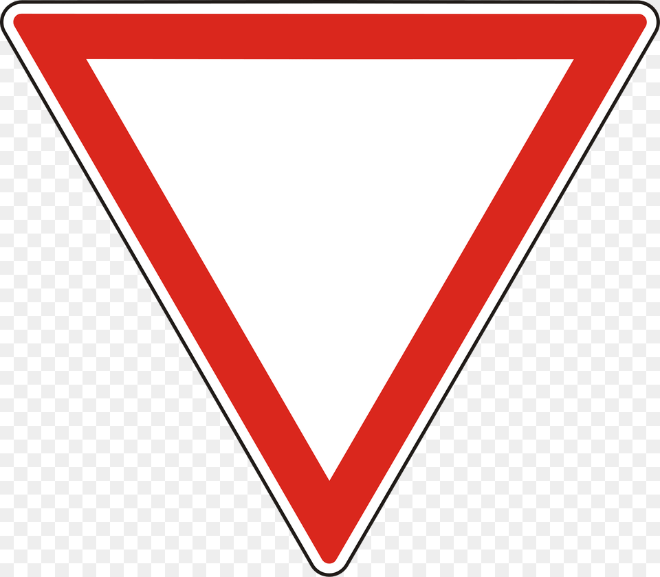 Give Way Yield Sign In Hungary Clipart, Symbol, Triangle, Road Sign Png