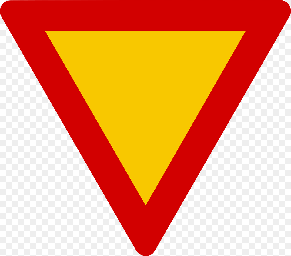 Give Way Yield Sign In Iceland Clipart, Symbol, Triangle, Road Sign Free Png