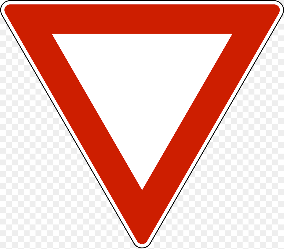 Give Way Yield Sign In Norway Clipart, Symbol, Triangle, Road Sign, Dynamite Png