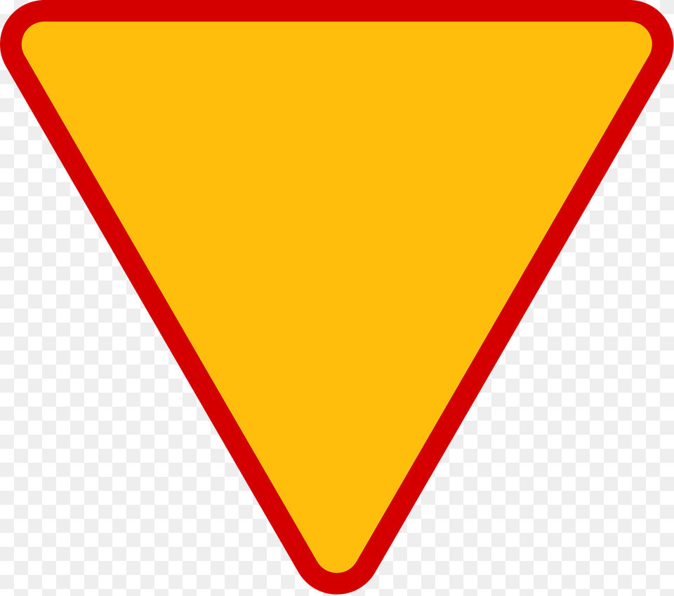 Give Way Yield Sign In Poland Clipart, Symbol, Triangle, Road Sign, Smoke Pipe Png Image