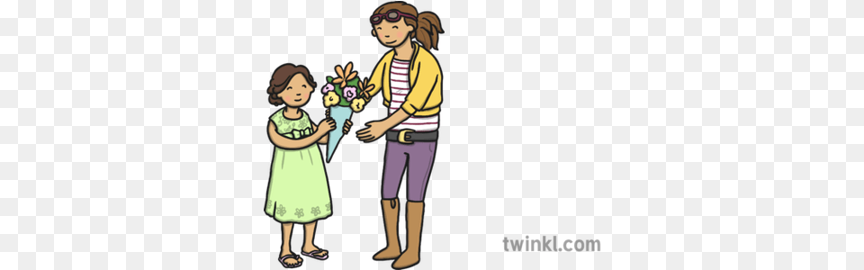 Giving Flowers Twinkl Dates Black And White, Book, Publication, Comics, Female Png