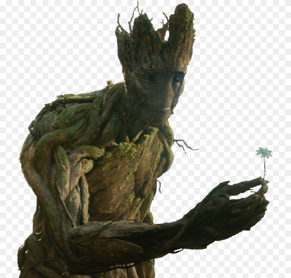 Giving Groot Reaching Out And Groot Gives Flower To Girl, Art, Accessories, Ornament, Person Png Image
