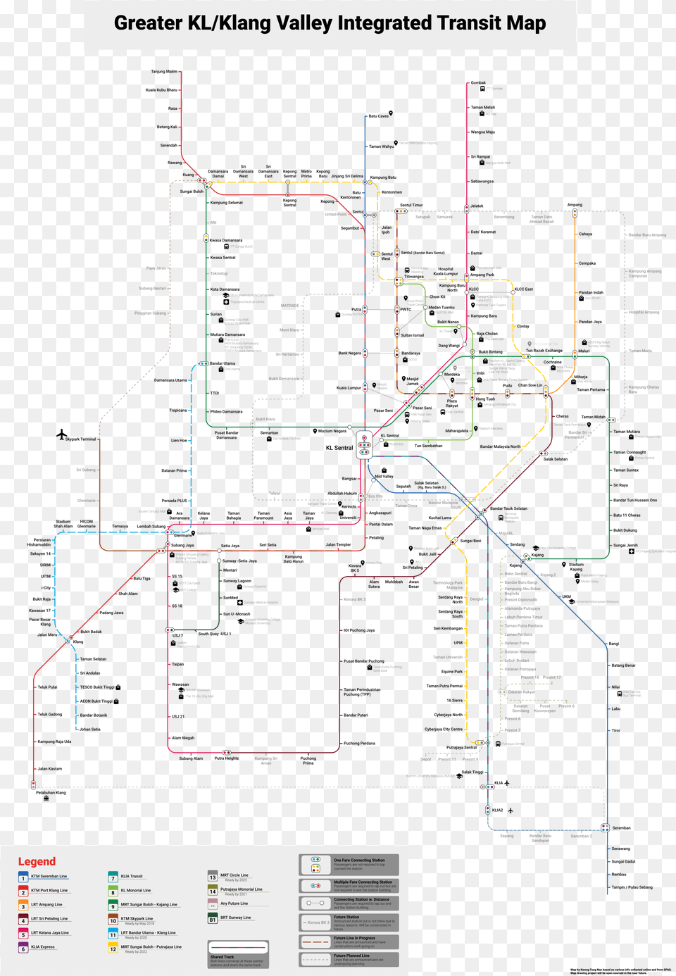 Gklkv Integrated Transit Map Kwongtn Klang Valley Transit Map, Cad Diagram, Diagram Png