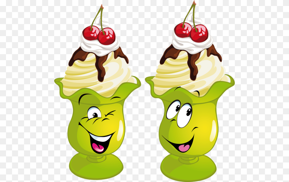 Glaceice Cream Cute Food Smiley And Cartoon, Dessert, Ice Cream, Fruit, Plant Free Png Download