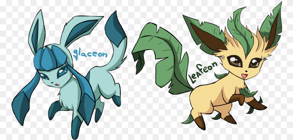 Glaceon And Leafeon Eevee Evolutions Leafeon And Glaceon, Book, Comics, Publication, Baby Png Image