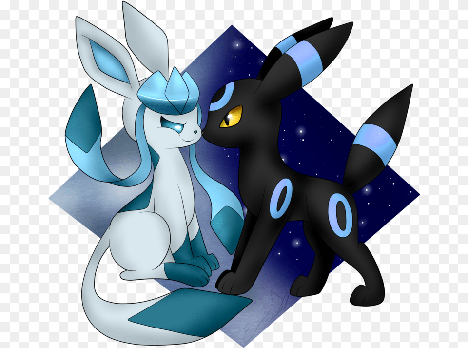 Glaceon Umbreon Shiny Freetoedit Pokemon Glaceon And Umbreon, Art, Graphics, Animal, Cat Free Png Download