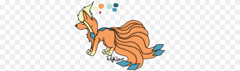 Glacial Fire The Ninetails X Glaceon Design And Art Cartoon, Person, Animal, Canine, Mammal Free Png Download