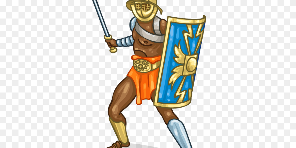 Gladiator Clipart Trojan, Person, Armor, Shield Free Png