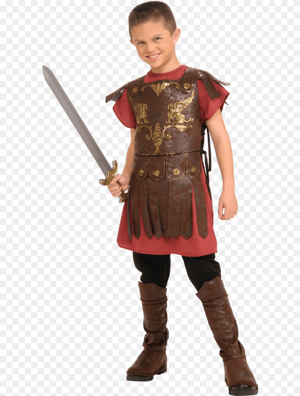 Gladiator Costume Boy, Weapon, Clothing, Sword, Person Free Png Download