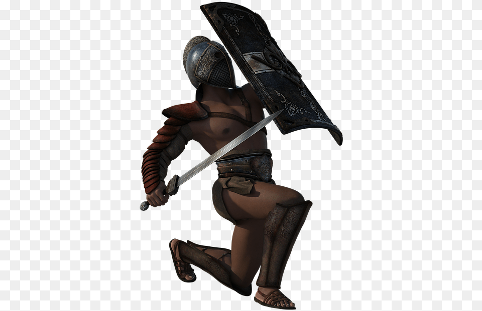 Gladiator With Background, Sword, Weapon, Person, Armor Free Png Download