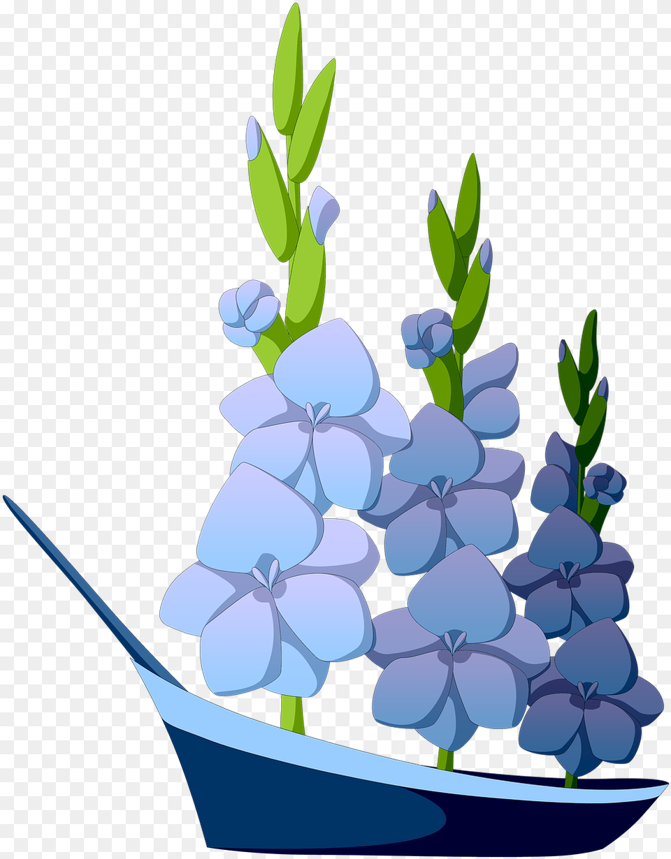 Gladiolus Blue Flowers Ship Sailboat Three Masted, Flower, Plant, Petal, Flower Arrangement Free Transparent Png