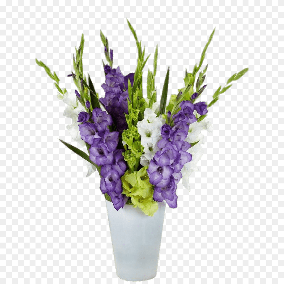 Gladiolus Composition In Vase, Flower, Flower Arrangement, Plant, Flower Bouquet Png Image