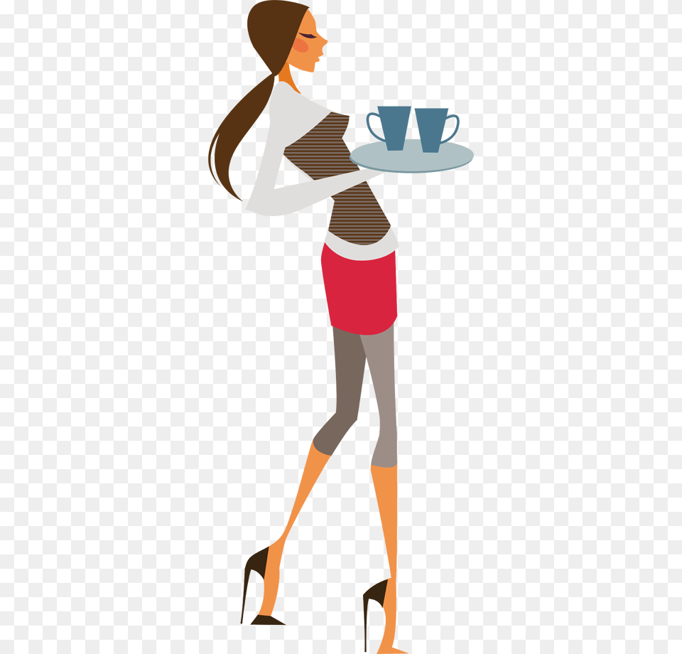 Glamorous Waitress Sticker Illustration, Advertisement, Poster, Person Png