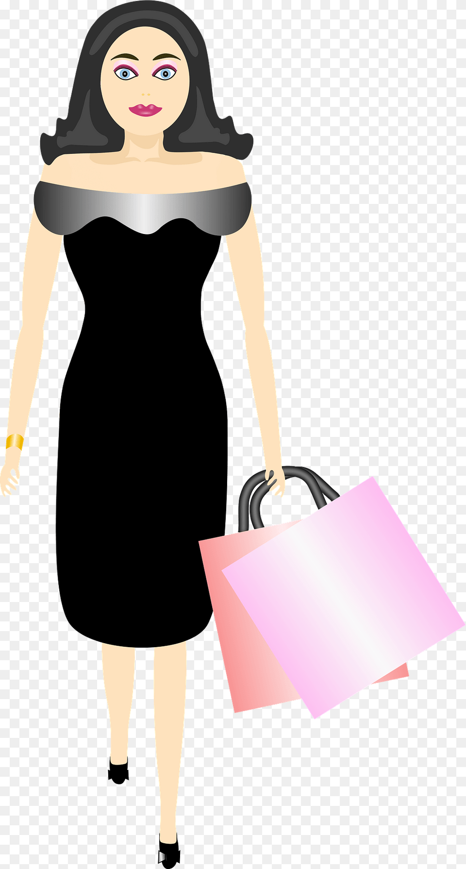 Glamour Girl Shopping Clipart, Bag, Clothing, Dress, Person Free Png