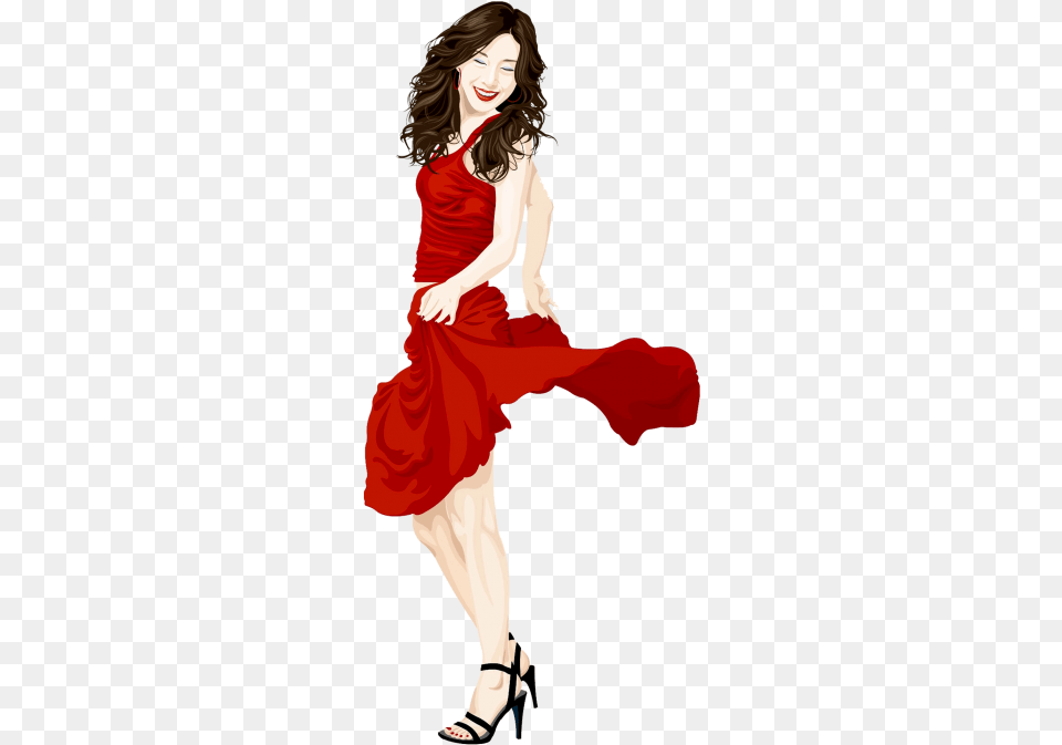 Glamour Lady In Red Dress Image Searchpng Woman In Red Dress, Footwear, Clothing, Shoe, High Heel Free Png Download